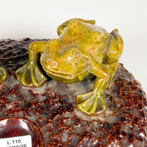 Tintero de Gres Esmaltado con Dos Ranas Decorativas - imagen 4