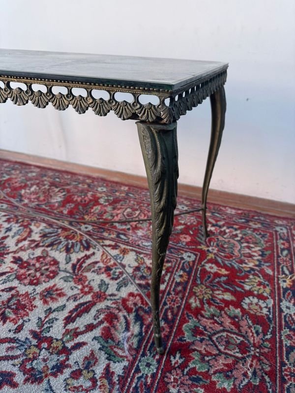 Mesa ratona en bronce con tapa de vidrio y cascada - imagen 2