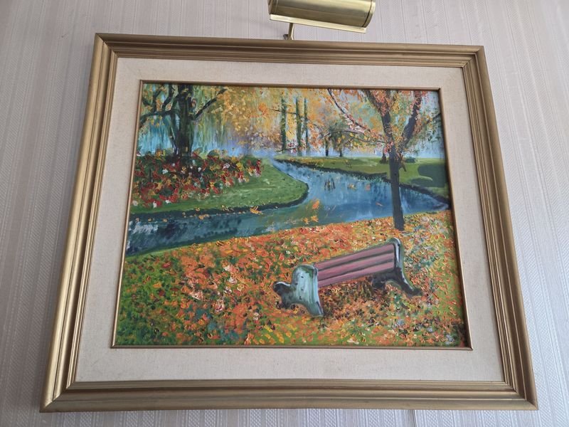 Óleo de Paisaje Otoñal Firmado