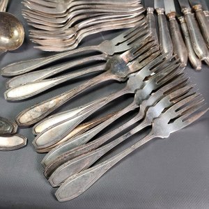 Juego de 122 Cubiertos Antiguos "Józef Fraget" Enchapados en Plata - imagen 11