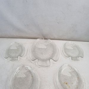 Conjunto de 5 Fuentes de Vidrio Transparente con Forma de Pez - imagen 2