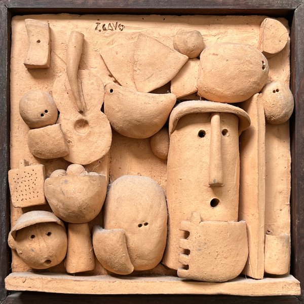 Obra "Rostros" de Juan Cavo en Terracota Firmada - 20x20 cm - imagen 1