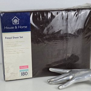 Juego de Sábanas House & Home 2 Plazas Algodón/Poliéster Marrón Oscuro - imagen 1