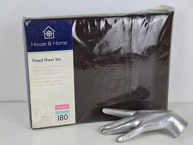 Juego de Sábanas House & Home 2 Plazas Algodón/Poliéster Marrón Oscuro