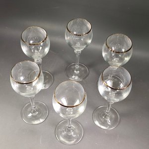 Seis Copas de Cristal con Borde Dorado - 18cm de Altura - imagen 4