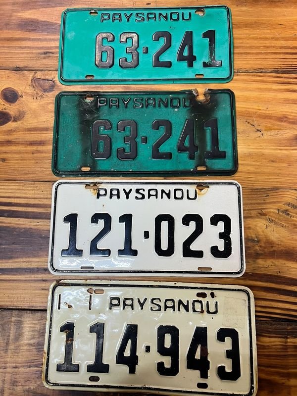 Lote de 4 Matrículas Antiguas Paysandú