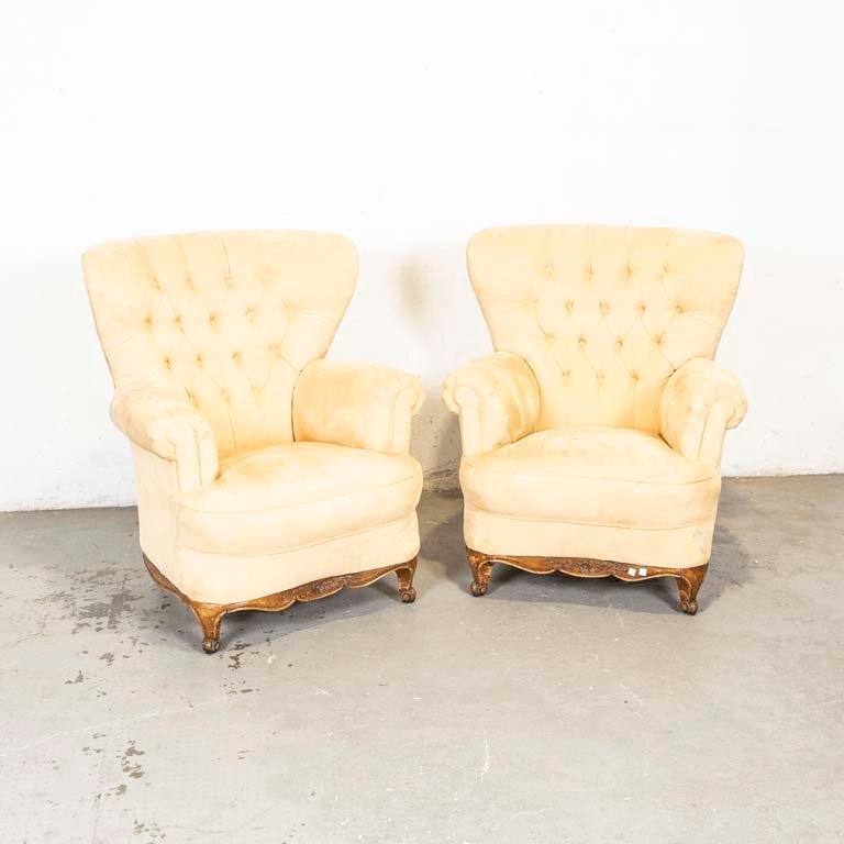 Pareja de sillones franceses con tapicería de pana - imagen 1