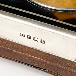 Caja Antigua de Reloj de Bolsillo en Plata Inglesa y Carey - imagen 4