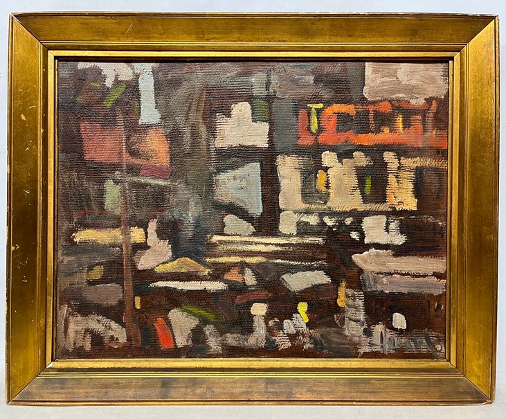 Lote siguiente: Pintura de paisaje oleo sobre carton, 42 x 55 cm.