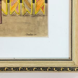 Cuadro Acuarela "Última Cena" Firmado Carretero 1988 - imagen 3