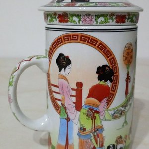 Taza de Porcelana China con Tapa y Filtro para Té - imagen 3