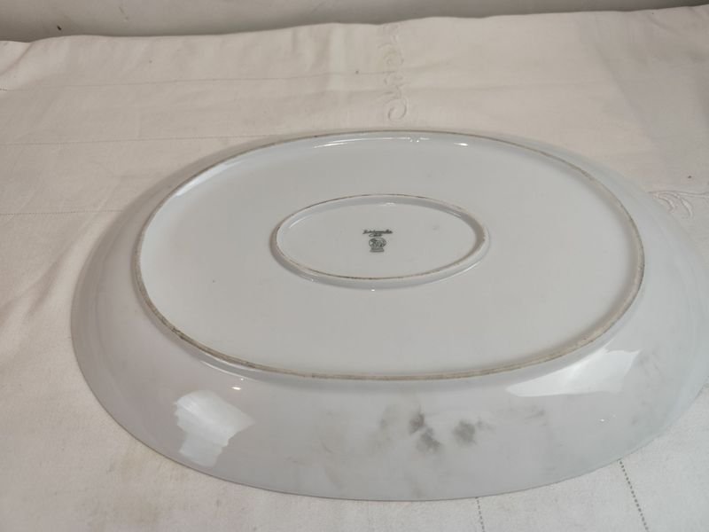 Fuente oval en porcelana HUTSCHENREUTHER - Placa blanca con hoja verde - imagen 3