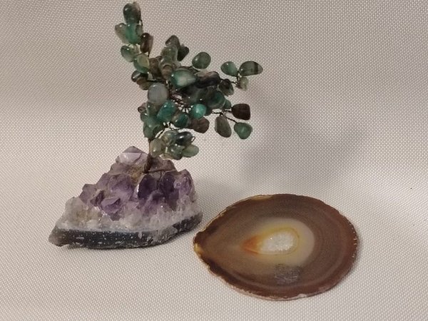 Árbol de la vida y piedra ágata tipo posavasos