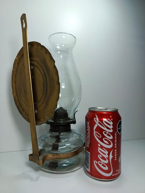 Antiguo farol a mecha de vidrio, completo y funcional - imagen 3