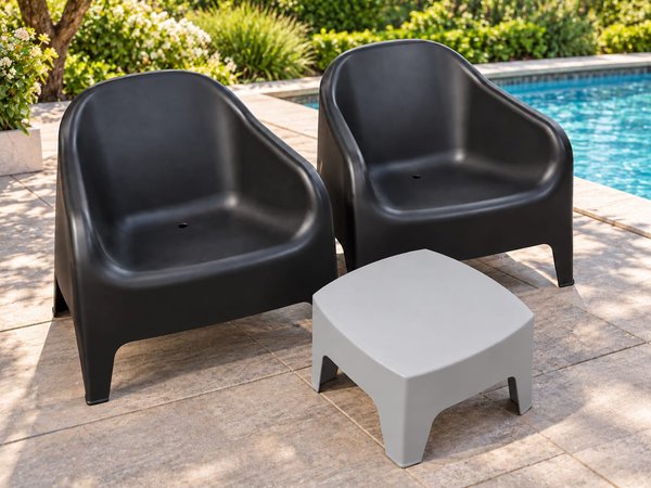 Juego de 2 Sillones Skarpo de PVC para Exterior con Mesa Auxiliar - imagen 1