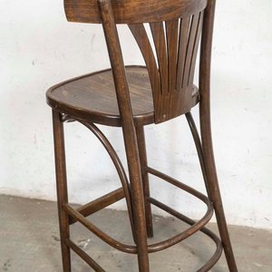 Silla Alta Vienesa Tipo Thonet de Madera Oscura - imagen 3