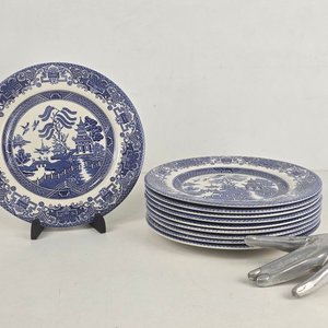 Lote anterior: 10 Platos Llanos Ingleses Motivo Willow Azul y Blanco
