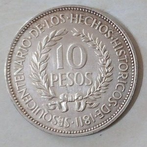 Moneda de Plata Uruguaya "El Gaucho" de 10 Pesos - 1961 - imagen 2