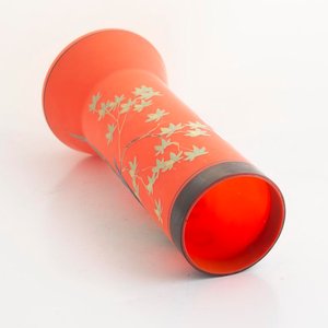 Florero de Opalina Naranja con Loro Decorativo - 26cm - imagen 3