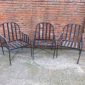 Juego de 3 Sillones de Hierro con Respaldo Medio - imagen 1
