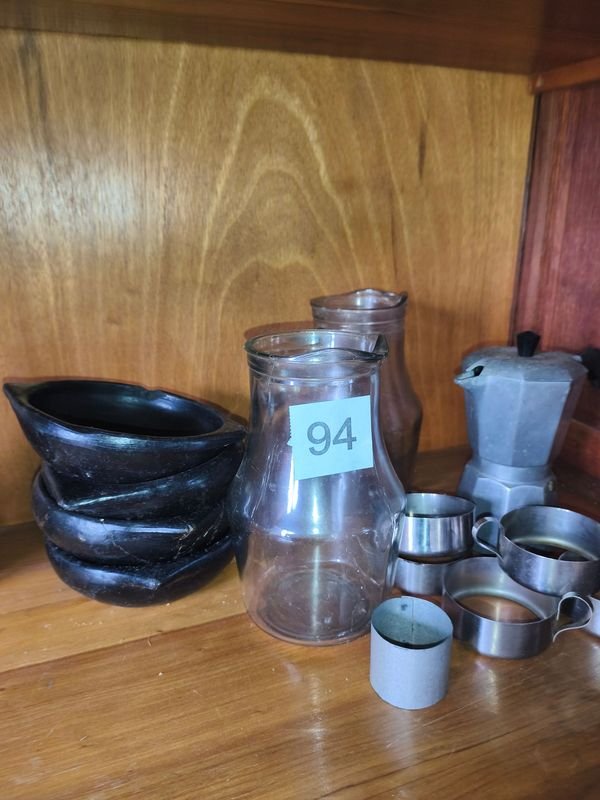 Juego de 2 Jarras de Vidrio y Cafetera Italiana