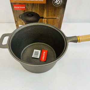 Cacerola Acerinox con Tapa y Mango de Madera - 21x10cm - imagen 4