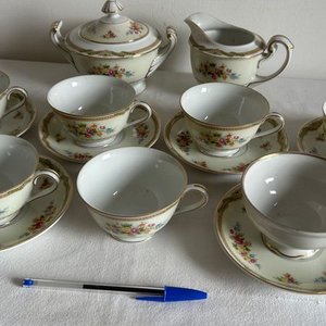 Juego de Té de Porcelana "Orion" - Azucarero, Lechera y 6 Tazas con Platillos - imagen 3