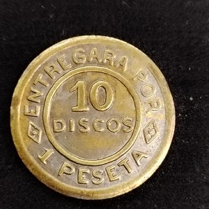 Ficha de Pago Sociedad Española Construcción Naval 1 Peseta 10 Discos Bronce - imagen 3