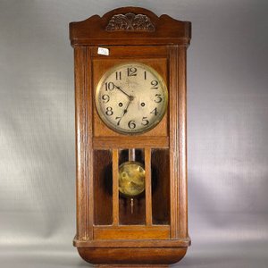 Reloj de Pared con Caja de Roble, Completo y Funcionando - imagen 1