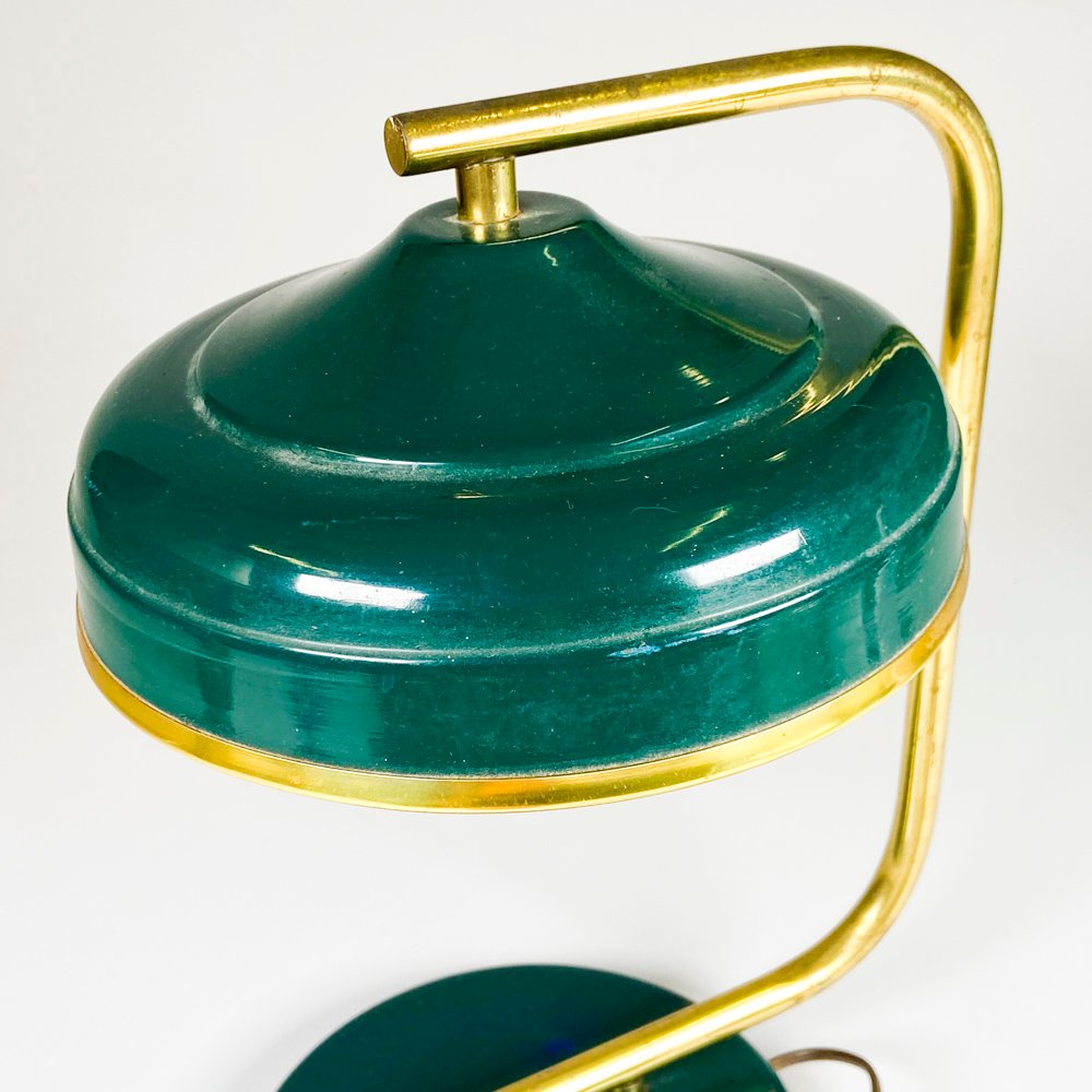 Lámpara de escritorio bronceada y chapa verde - imagen 2
