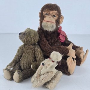 Lote de 3 Peluches Antiguos Coleccionables: Mono, Perro y Osito - imagen 2