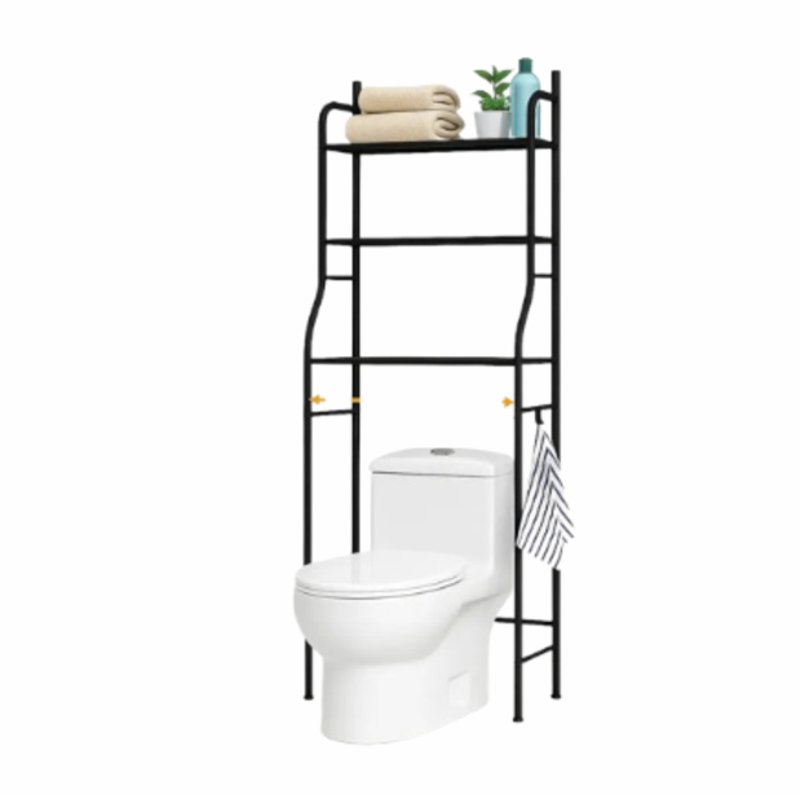 Organizador de Baño con 3 Estantes Metálicos Negro