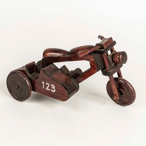 Moto con sidecar de madera artesanal industria uruguaya  - Medidas: 25cm - imagen 2
