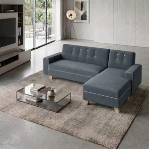 Sofá Chaise Longue Gris con Detalles Blancos - imagen 1