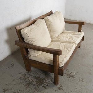 Sofá de Dos Cuerpos Estructura Madera con Almohadones - imagen 2