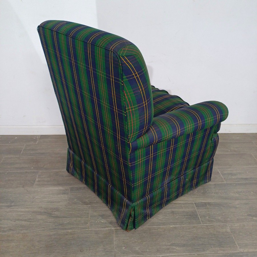 Sillón individual tapizado en tela tipo escocés - imagen 4