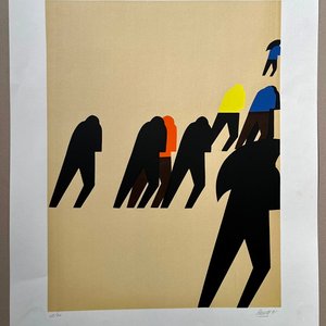 Serigrafía "Personajes" de Nelson Ramos, Edición 38/90, Firmada y Fechada 1991 - imagen 2