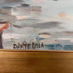Óleo de Dante Cola: Puerto con Embarcaciones - imagen 6