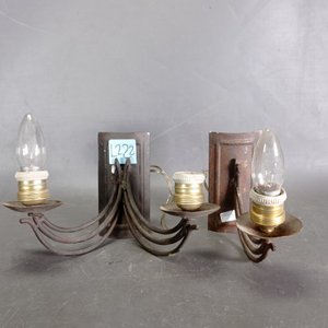 Apliques de Pared de Hierro con Portalamparas de Bronce (1 y 2 Luces) - imagen 2