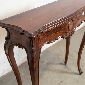 Consola Francesa Antigua Tallada Madera Oscura - imagen 2