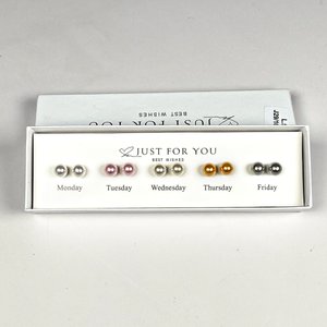Set de 5 Pares de Caravana con Perlas Fantasía - imagen 2