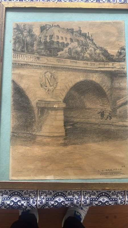 Dibujo "Pont Saint Michel" de Carmelo de Arzadun