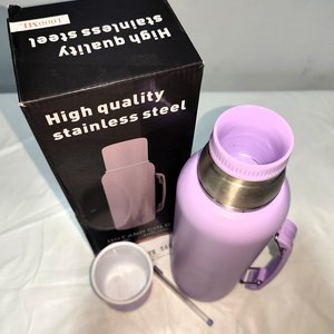 Kit Termo Acero Inoxidable Tipo Americano Violeta 1000ml con Tapa Doble Goma y Caja - imagen 4