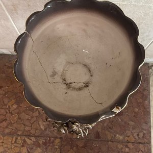 Pedestal de Mayólica con Macetero Decorado con Flores - imagen 2