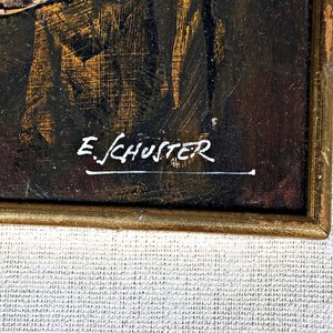 Cuadro Retrato Firmado E. Schuster, 17 x 13 cm - imagen 4