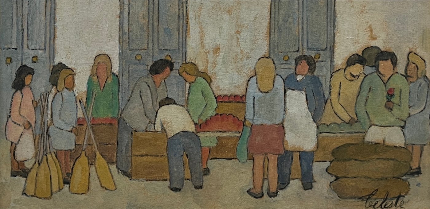 Acuarela "Feria" de Celeste Nuñez - 15 x 27 cm