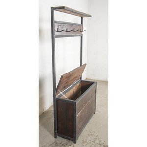 Mueble Baúl con Perchero de Metal y Madera Oscura - imagen 3