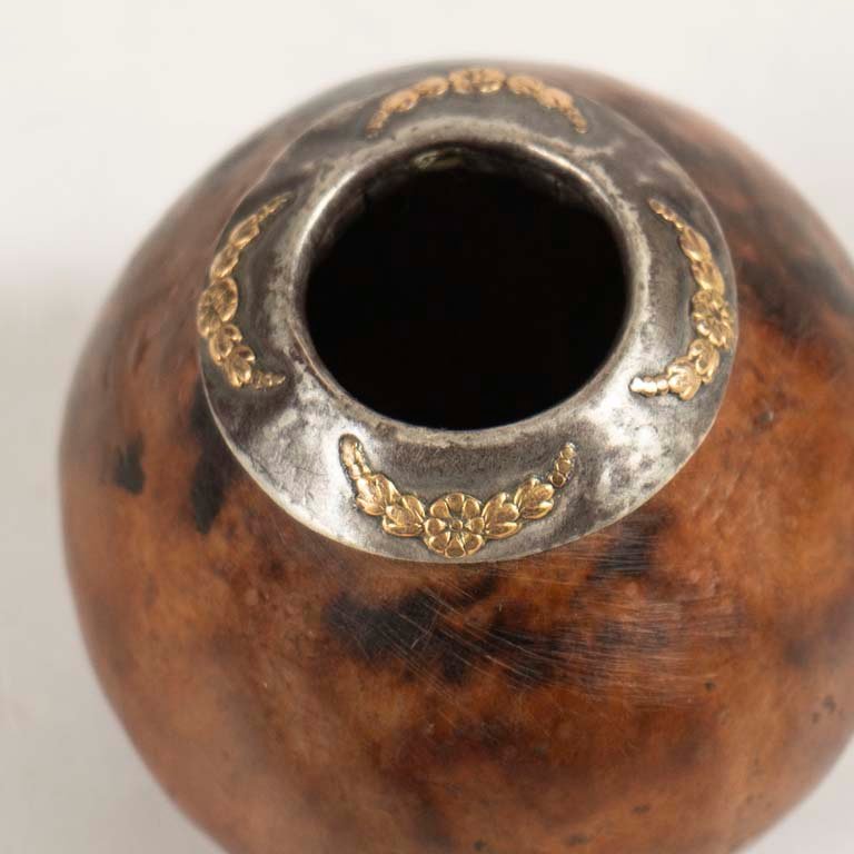 Mate galleta con virola de platería criolla - imagen 2