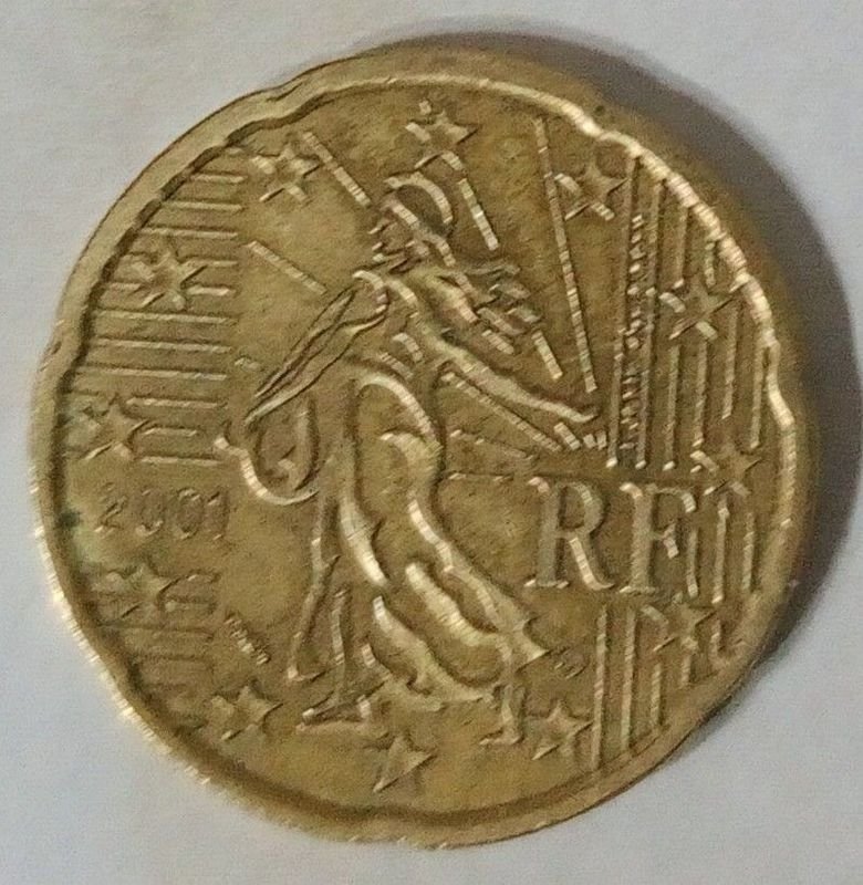 Moneda Francesa de 20 Céntimos de Euro - Año 2001