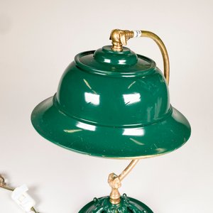 Lámpara de Escritorio Verde con Base de Bronce y Chapa - imagen 4